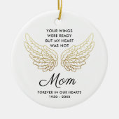 あなたの翼は準備ができたママパーソナライズされたメモリアル セラミックオーナメント (正面)