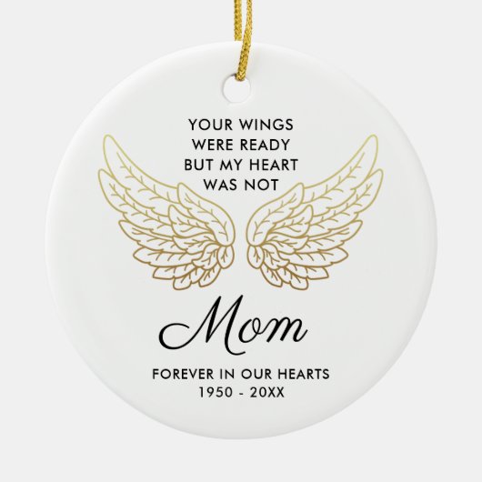 あなたの翼は準備ができたママパーソナライズされたメモリアル セラミックオーナメント (正面)