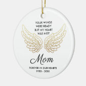 あなたの翼は準備ができたママパーソナライズされたメモリアル セラミックオーナメント (左)