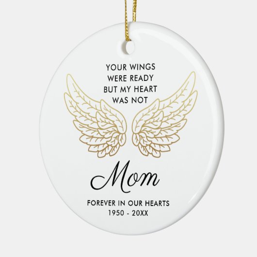 あなたの翼は準備ができたママパーソナライズされたメモリアル セラミックオーナメント (左)