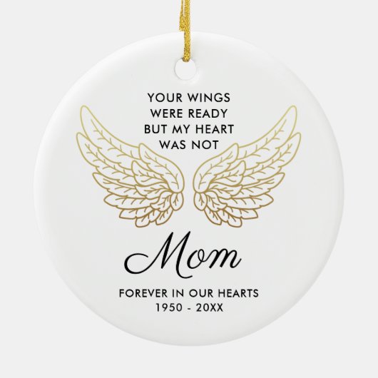 あなたの翼は準備ができたママパーソナライズされたメモリアル セラミックオーナメント (裏面)