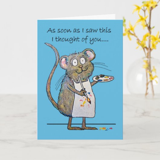 あなたの考えることお洒落なマウスの芸術家の絵画 カード (黄色い花)