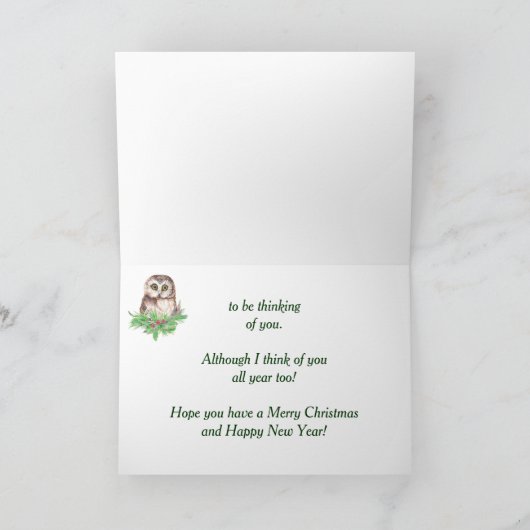 あなたの考えることかわいい水彩画のフクロウ シーズンカード (内部)