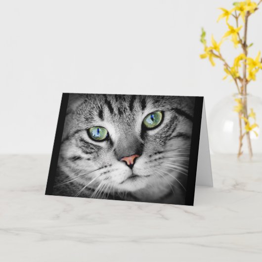 あなたの考えることかわいい灰色の子猫猫カード カード (黄色い花)