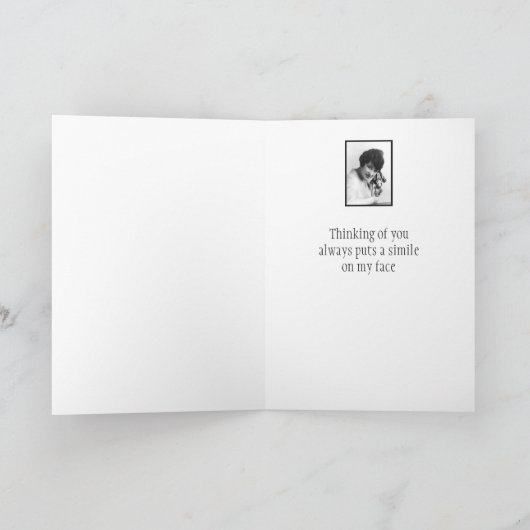 あなたの考えることは私の顔のヴィンテージの写真で微笑します カード (内部)