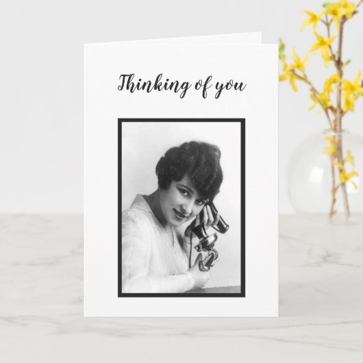 あなたの考えることは私の顔のヴィンテージの写真で微笑します カード (黄色い花)