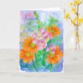 あなたの考えることオレンジデイジーの水彩画の花 カード (黄色い花)