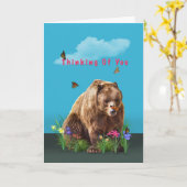 あなたの考えることカード、くまおよび蝶 カード (黄色い花)