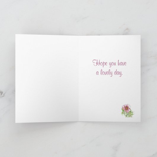 あなたの考えることピンクの宇宙の花の水彩画の芸術 カード (内部)