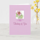 あなたの考えることピンクの宇宙の花の水彩画の芸術 カード (黄色い花)