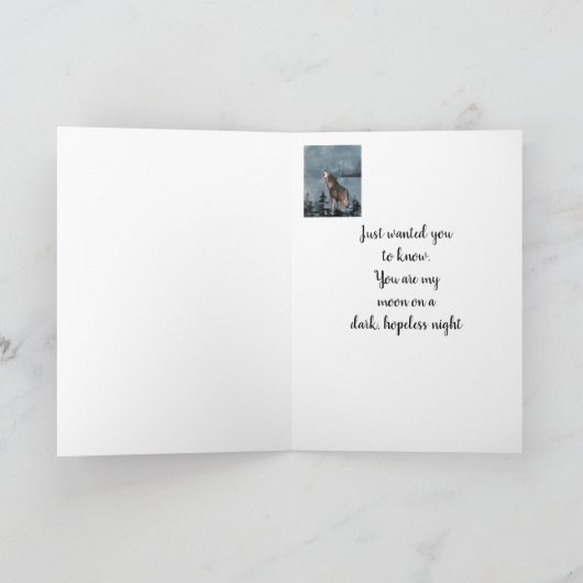 あなたの考えること感動的な遠ぼえのオオカミの月 カード (内部)