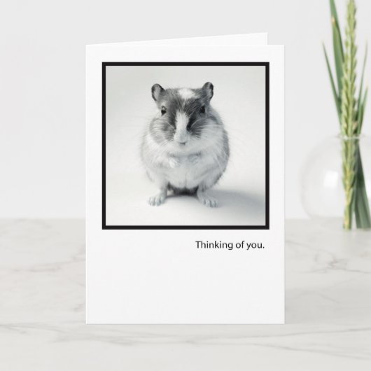 あなたの考えること、かわいいマウスの写真の挨拶 カード (正面)