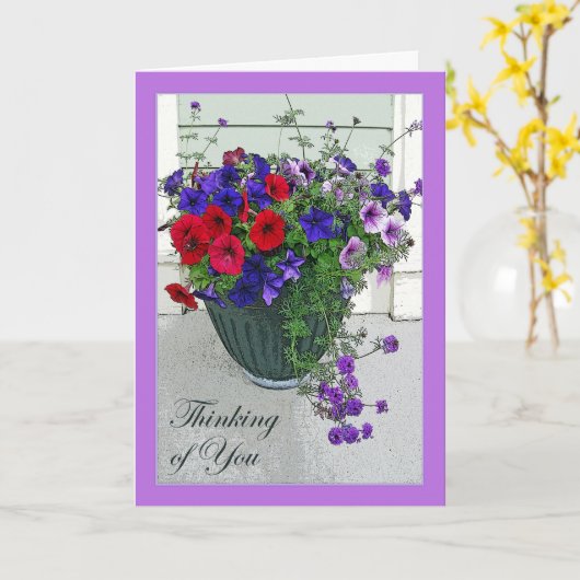 あなたの考えること、ペチュニアのフラワーアレンジメント カード (黄色い花)