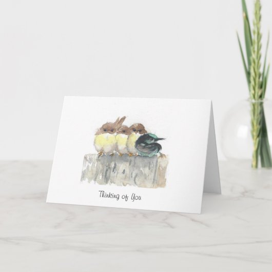 あなたの考えること- 4羽の小さい鳥、1は際立っています カード (正面)