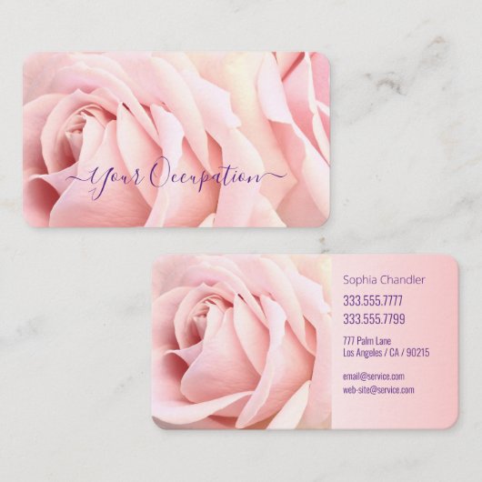あなたの職業淡い色のピンクのロ王室のーズパープル文字 名刺 (正面/裏面)