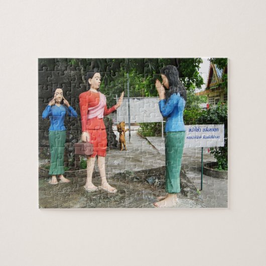 あなたの背部の後ろの顔の引き ジグソーパズル (横)