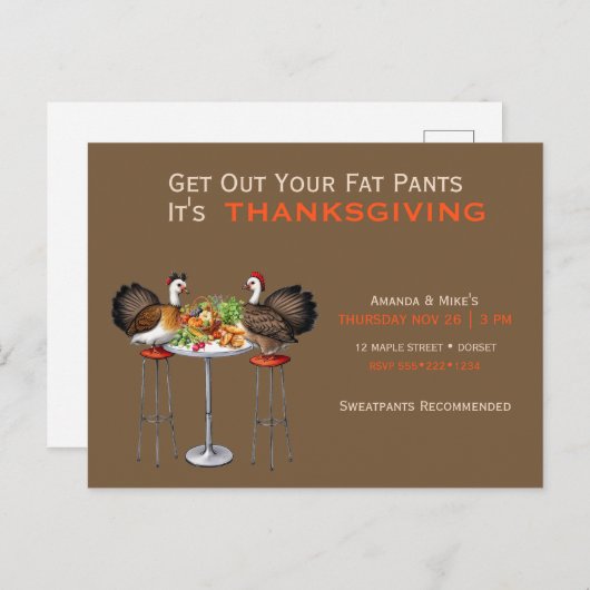 あなたの脂肪のパンツを取り出す感謝祭ディナーホリデー ポストカード (正面/裏面)