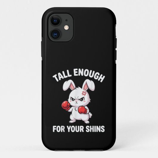 あなたの脛に届くほど背の高いウサギのボクシング おもしろTシャツ Case-Mate iPhoneケース (裏面)
