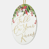 あなたの膝の秋宗教的な楕円形クリスマスカード セラミックオーナメント (左)