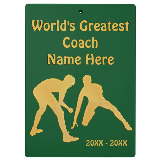 あなたの色および文字が付いているレスリングのコーチのギフト クリップボード (裏面)