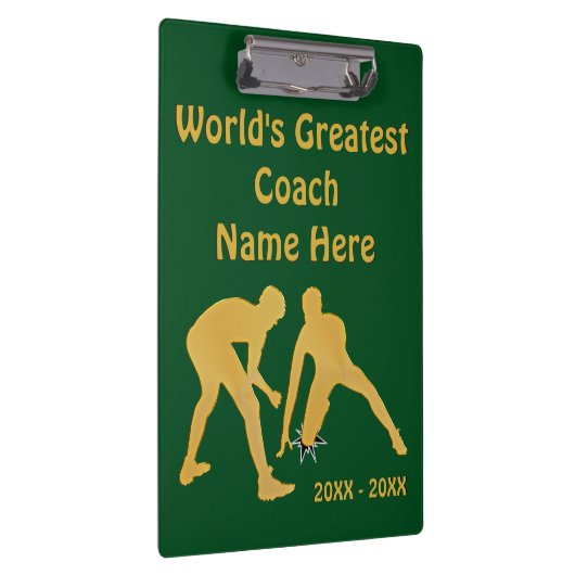 あなたの色および文字が付いているレスリングのコーチのギフト クリップボード (右)