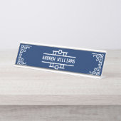 あなたの色のアールデコのレトロの幾何学的なボーダーを選んで下さい デスクネームプレート (正面)