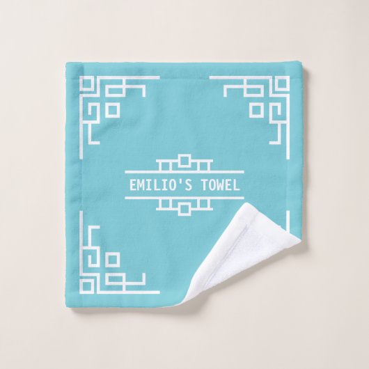 あなたの色のアールデコのレトロの幾何学的なボーダーを選んで下さい バスタオルセット (ウォッシュタオル)