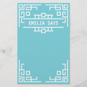 あなたの色のアールデコのレトロの幾何学的なボーダーを選んで下さい 便箋 (正面)