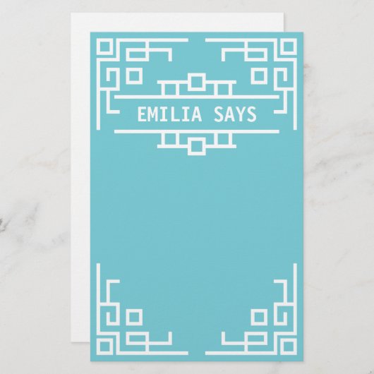 あなたの色のアールデコのレトロの幾何学的なボーダーを選んで下さい 便箋 (正面/裏面)