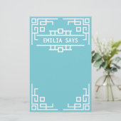 あなたの色のアールデコのレトロの幾何学的なボーダーを選んで下さい 便箋 (スタンド正面)