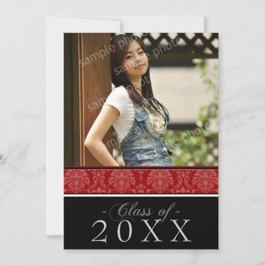 あなたの色のダマスク織5x7の卒業の発表を選んで下さい 招待状 (正面)