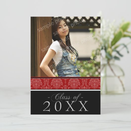 あなたの色のダマスク織5x7の卒業の発表を選んで下さい 招待状 (スタンド正面)