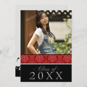 あなたの色のダマスク織5x7の卒業の発表を選んで下さい 招待状 (正面/裏面)