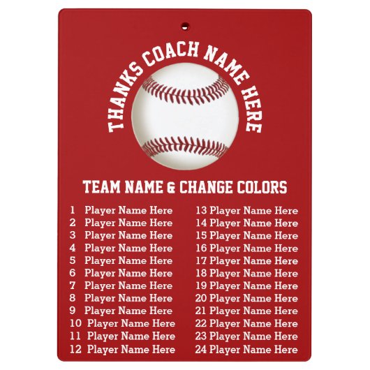 あなたの色のパーソナライズな野球のコーチのギフト クリップボード (裏面)