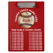 あなたの色のパーソナライズな野球のコーチのギフト クリップボード (正面)