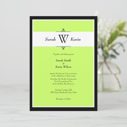 あなたの色のモノグラムの結婚式招待状を選んで下さい 招待状 (スタンド正面)