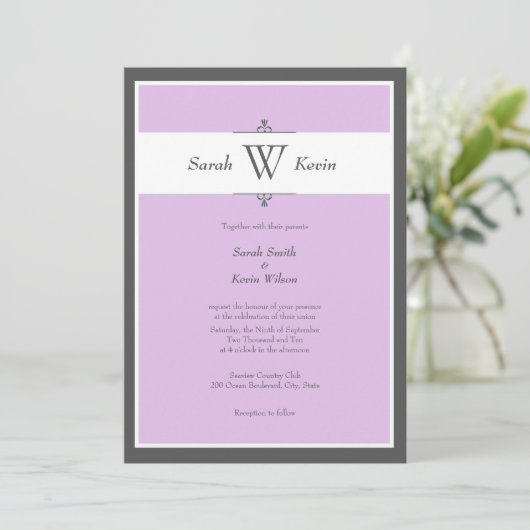 あなたの色のモノグラムの結婚式招待状を選んで下さい 招待状 (スタンド正面)