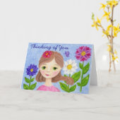 あなたの花園の女の子の考えることは梳きます カード (黄色い花)