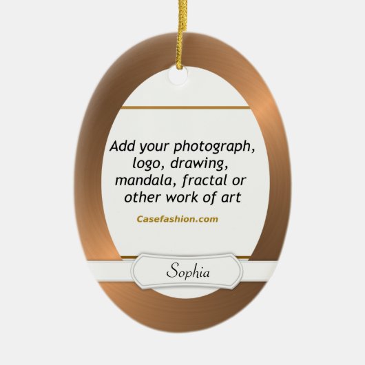 あなたの芸術の楕円形の陶磁器のオーナメントの銅のボーダー セラミックオーナメント (正面)