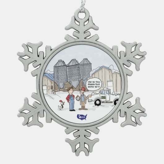 あなたの草を刈る スノーフレークピューターオーナメント (正面)