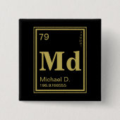 あなたの要素! 周期的な名前をカスタムするの金ゴールド 缶バッジ (正面)