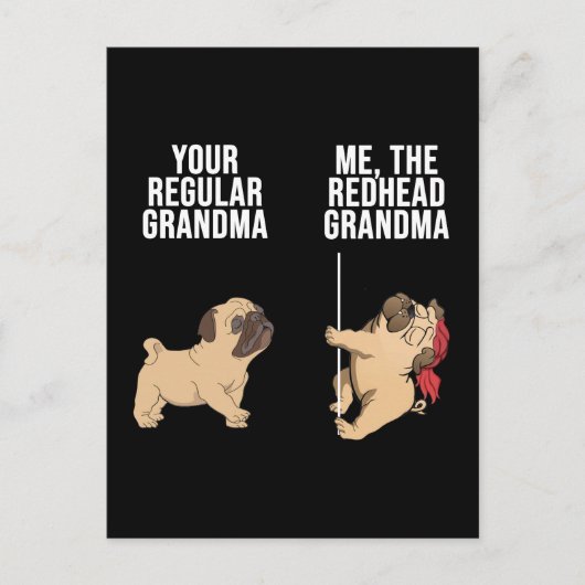 あなたの規則的な祖母を私に赤毛のおばあちゃんパグ ポストカード (正面)