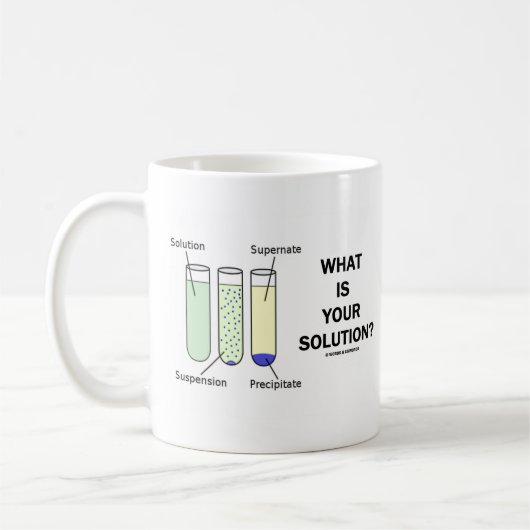 あなたの解決は何ですか。 (化学ユーモア) コーヒーマグカップ (左)