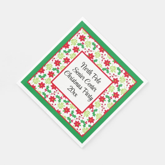 あなたの言葉はパーソナライズされたクリスマスパーティー赤と緑 スタンダードランチョンナプキン (角)