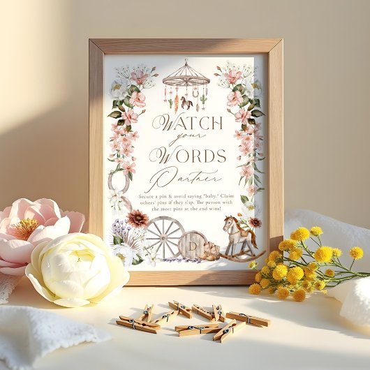 あなたの言葉を見るパートナー野生の西部の赤ちゃんシャワー ポスター