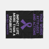 あなたの言葉態度アクション紫リボン過剰摂取 フリースブランケット (正面(横))