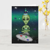 あなたの誕生日がこの世の外に!エイリアンプリン カード (黄色い花)