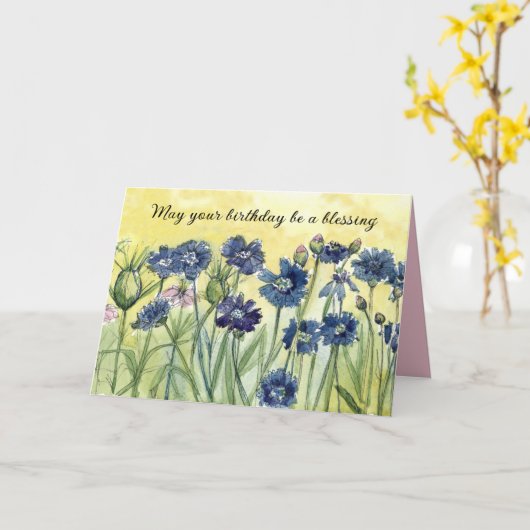 あなたの誕生日が賛美宗教的な花でありますように カード (黄色い花)