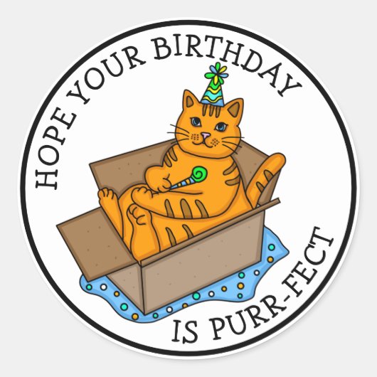 あなたの誕生日がPurr-factであることを願う ラウンドシール (正面)