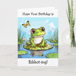 あなたの誕生日がRibbot-ing おもしろい Frog Punsであることを願う カード